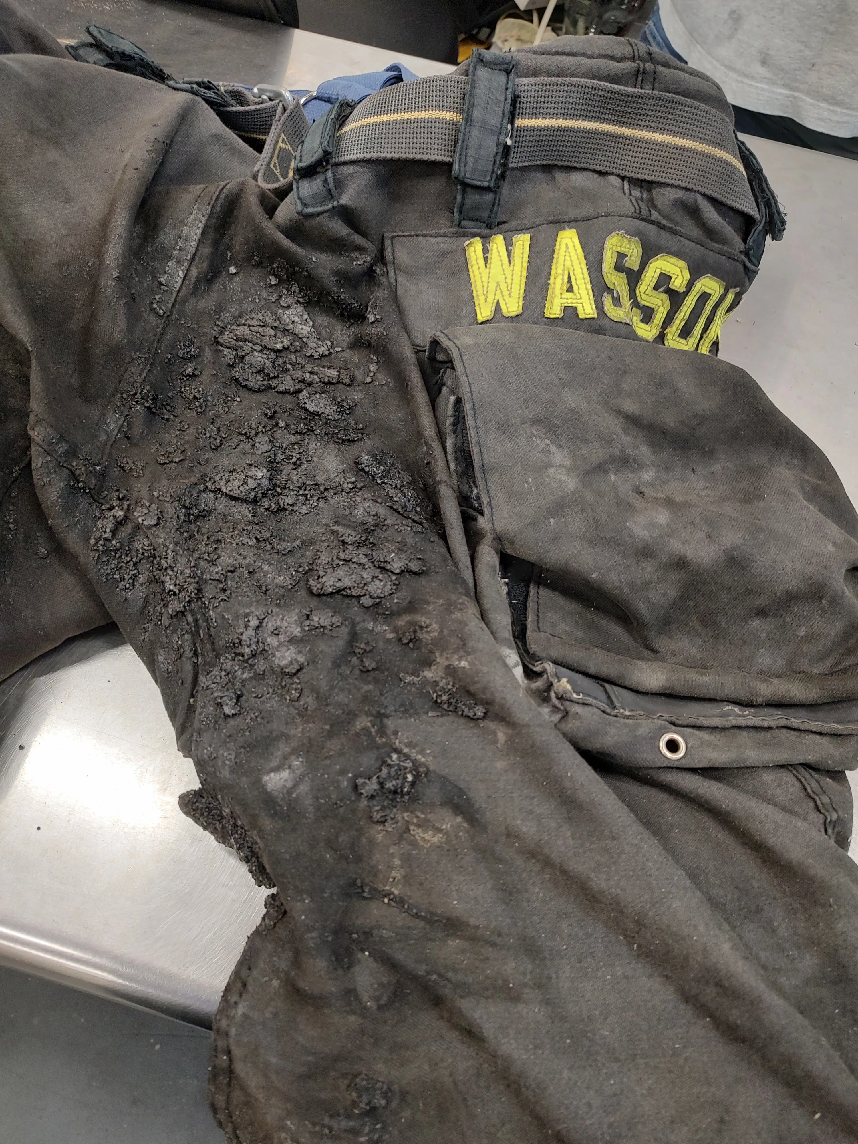 Damaged turnout coat panel