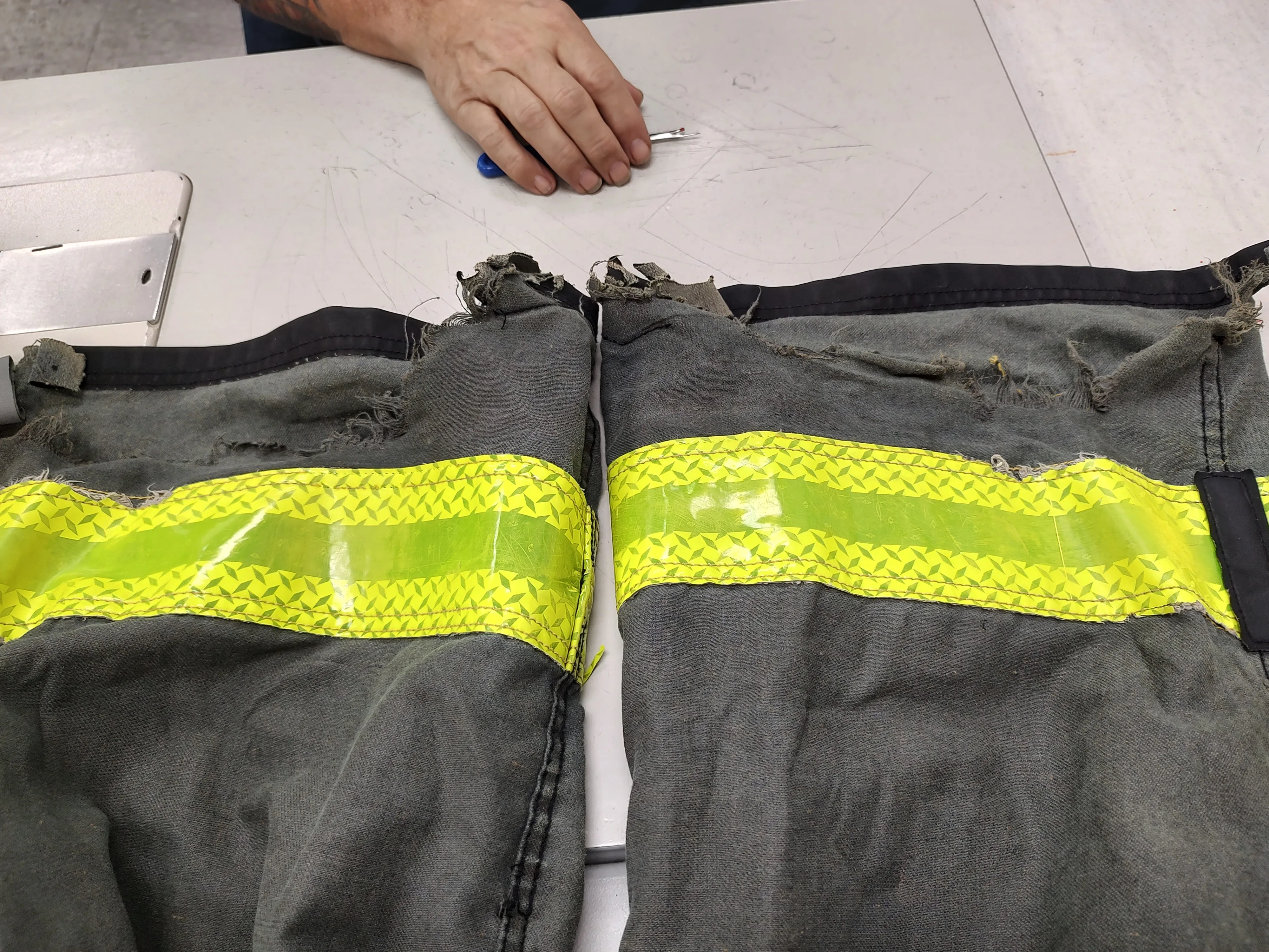 Damaged turnout trim and shell detail