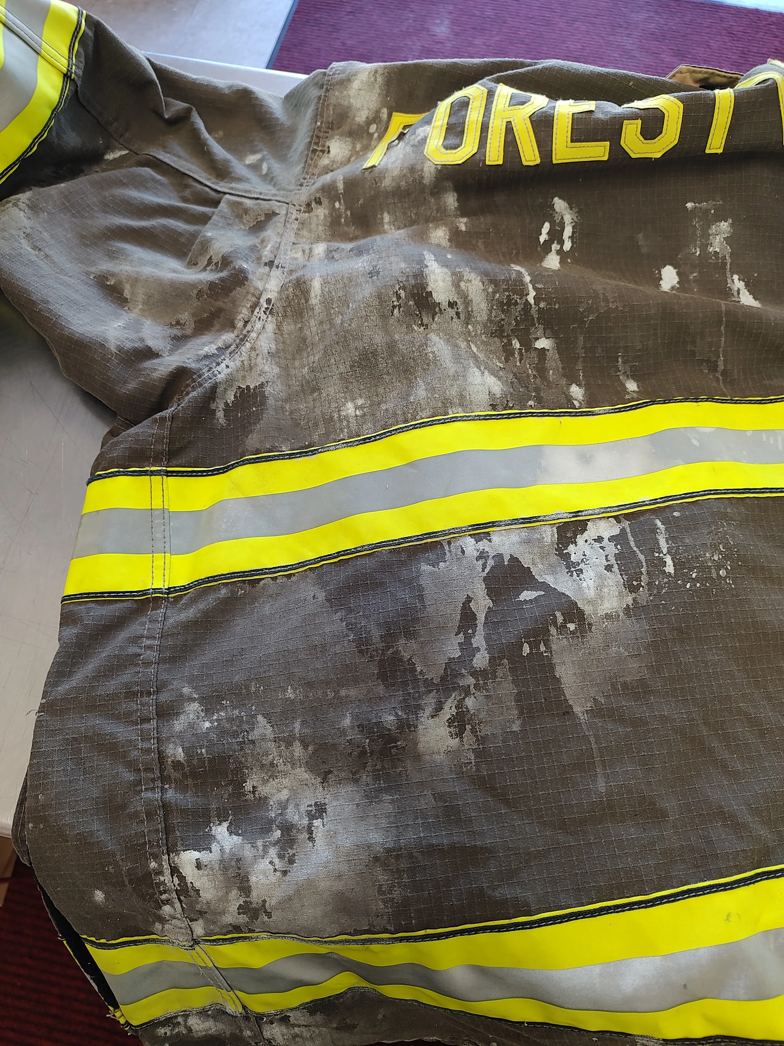 Soot-heavy turnout coat before service