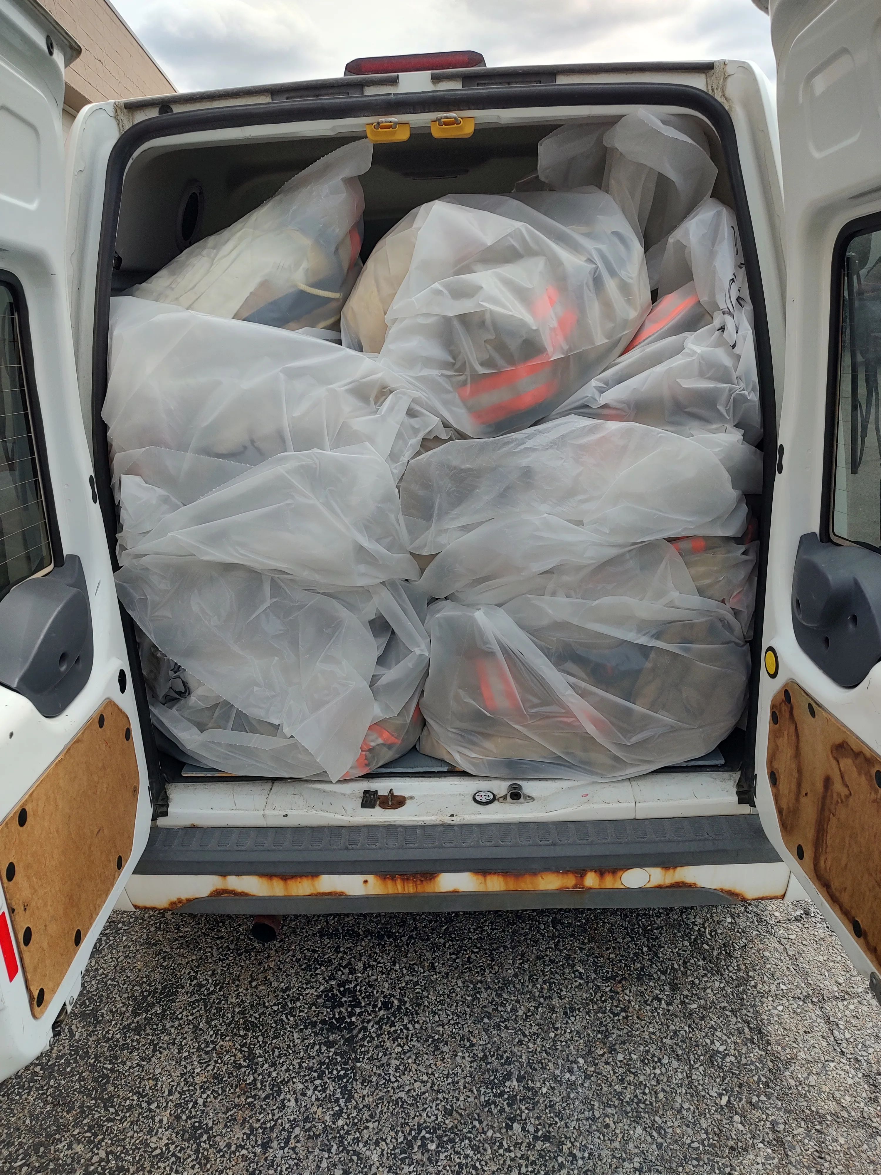 Bagged turnout gear ready for return delivery